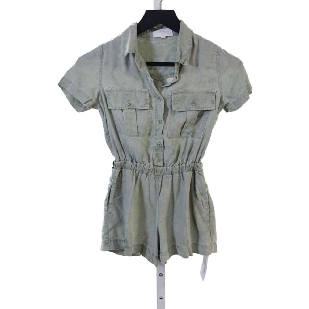 Bella Dahl Childrens Girls Button Down Short Sleeves Romper Green Size 8
